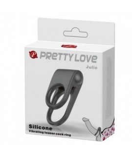 Эрекционное вибро-кольцо с петлёй на мошонку Julie