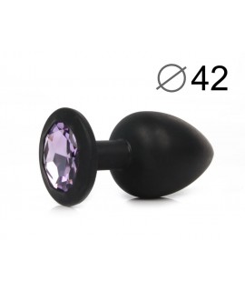 ВТУЛКА АНАЛЬНАЯ, L 95 мм D 42 мм, чёрная, цвет кристалла светло-фиолетовый, силикон, арт. SF-70502-15