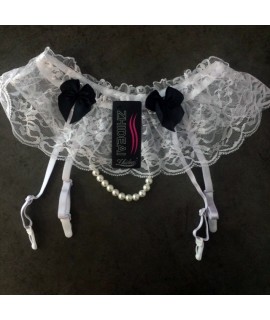 Пояс для чулок с ниткой жемчуга, белый, арт 1414-2