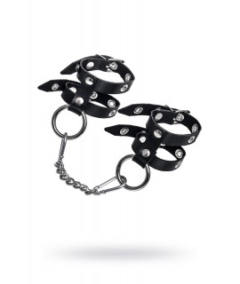 НАРУЧНИКИ PECADO BDSM, ОДНОСЛОЙНЫЕ ИЗ ДВУХ РЕМЕШКОВ, НАТУРАЛЬНАЯ КОЖА, ЧЕРНЫЕ, арт 02181