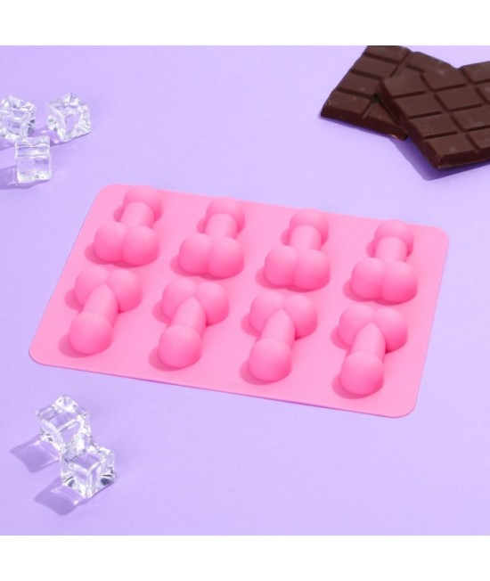 Форма для льда и шоколада «Всё отсосительно», силикон, 18.5 х 14.2 х 1.6 см, цвет розовый, арт 9176944