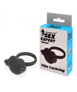 КОЛЬЦО ЭРЕКЦИОННОЕ с вибрацией, цвет чёрный арт. SEM-55113