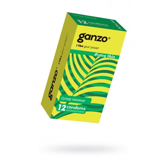 ПРЕЗЕРВАТИВЫ GANZO ULTRA THIN, УЛЬТРАТОНКИЕ, ЛАТЕКС, 18 СМ, 12 ШТ. Артикул 152