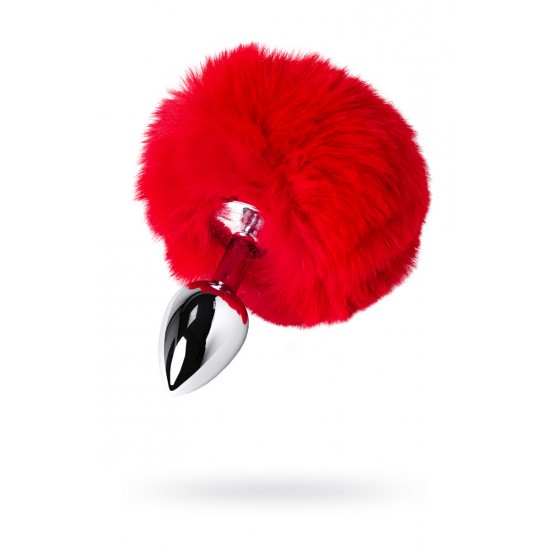 АНАЛЬНАЯ ВТУЛКА TOYFA METAL, МАЛЕНЬКАЯ, СЕРЕБРИСТАЯ, С КРАСНЫМ ХВОСТИКОМ