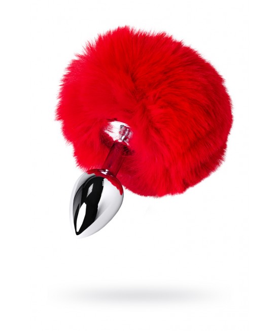 АНАЛЬНАЯ ВТУЛКА TOYFA METAL, МАЛЕНЬКАЯ, СЕРЕБРИСТАЯ, С КРАСНЫМ ХВОСТИКОМ