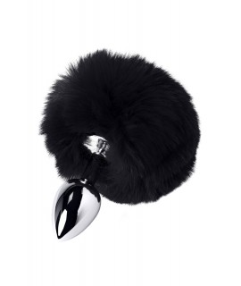 АНАЛЬНАЯ ВТУЛКА TOYFA METAL, МАЛЕНЬКАЯ, СЕРЕБРИСТАЯ, С ЧЕРНЫМ ХВОСТИКОМ