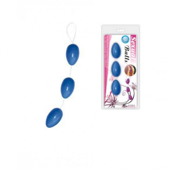 Голубые анальные шарики на связке арт bi-014036-3