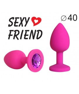 ВТУЛКА АНАЛЬНАЯ фуксия, цвет кристалла фиолетовый, силикон, L 95 мм, D 40 мм