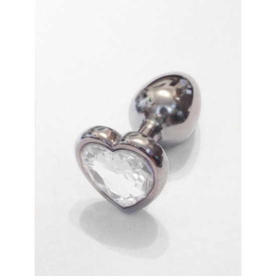 Втулка металл, с белым кристаллом сердце (М)