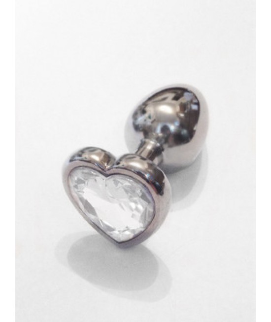 Втулка металл, с белым кристаллом сердце (М)