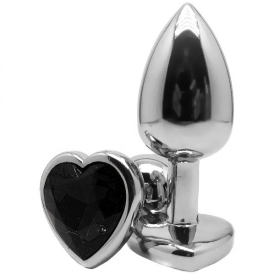 Втулка металл, с черным кристаллом сердце (М)