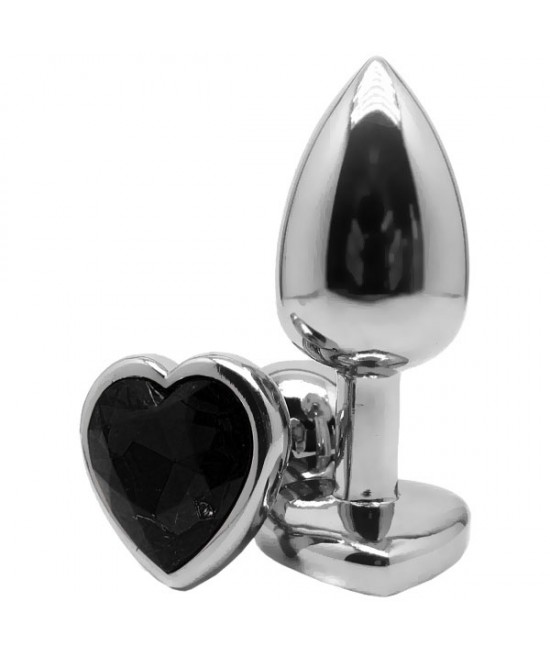 Втулка металл, с черным кристаллом сердце (М)