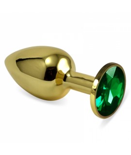 Втулка желтый металл, зеленый кристалл (S)