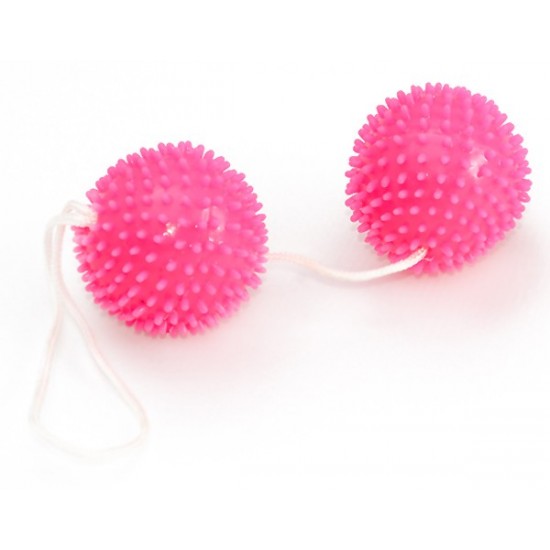 Вагинальные шарики розовые с шипами
