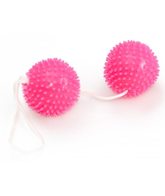 Вагинальные шарики розовые с шипами