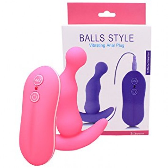 Анальная пробка розовая, вибратор BALLS STYLE 