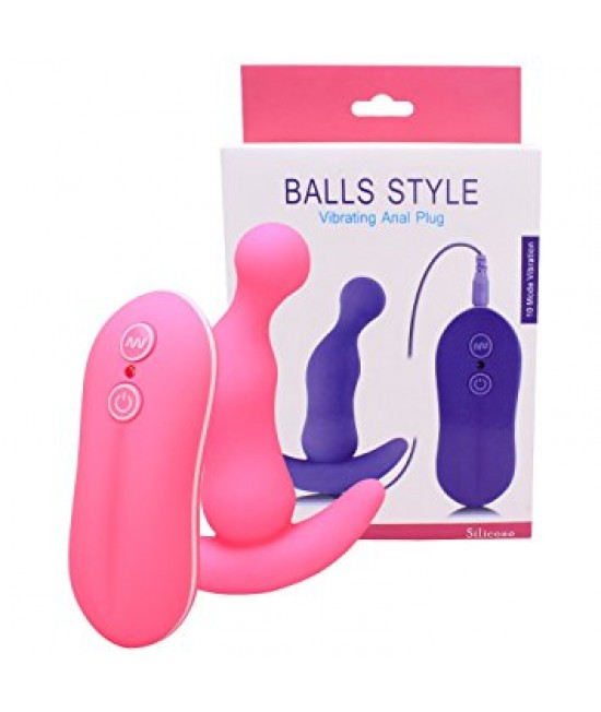 Анальная пробка розовая, вибратор BALLS STYLE 