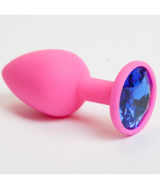 Втулка розовая с синим кристаллом, силикон (L)