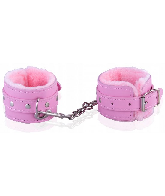 РОЗОВЫЕ НАРУЧНИКИ С МЕХОМ,  цвет розовый, арт 4545-1