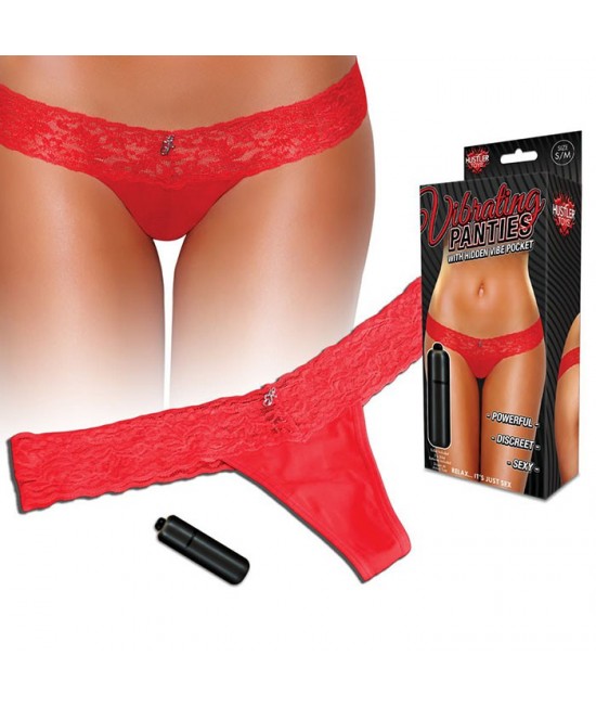 ТРУСИКИ-ТОНГ С ВИБРАЦИЕЙ цвет красный 