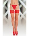 Чулки в крупную сетку (с силик. полосками) красные-XL