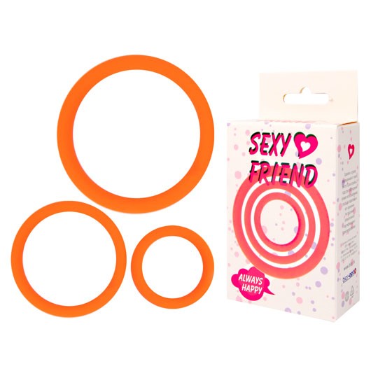 КОЛЬЦО ЭРЕКЦИОННОЕ цвет оранжевый, набор 3 шт арт. SF-70242-08