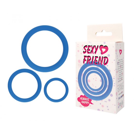 КОЛЬЦО ЭРЕКЦИОННОЕ цвет синий, набор 3 шт 