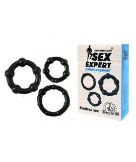 КОЛЬЦО ЭРЕКЦИОННОЕ 3шт цвет чёрный арт. SEM-55002