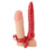 ВИБРОНАСАДКА С АНАЛЬНЫМ СТИМУЛЯТОРОМ 17,5 СМ КРАСНАЯ
