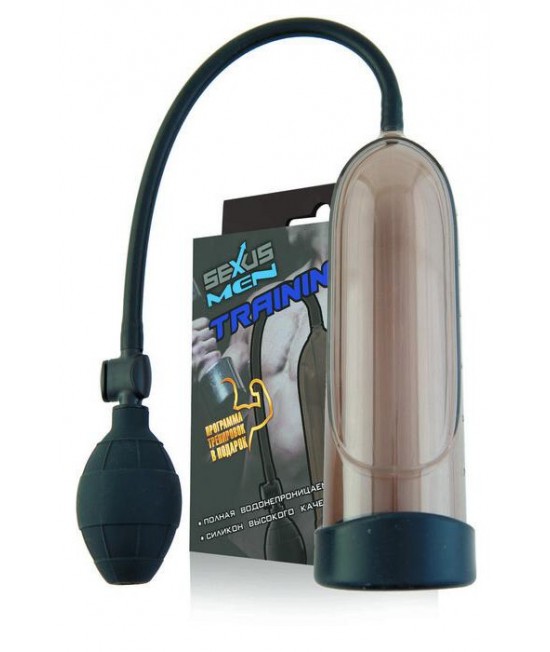 Помпа-массажер для мужчин. Силикон, АБС-пластик. Серия TRAINING - программа тренировок в подарок