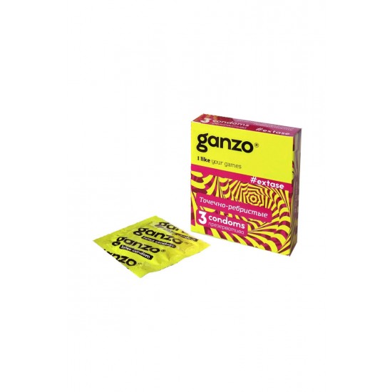 Презервативы Ganzo Extase № 3 Точечные и ребристые, анатомической формы 3 ШТ арт 140