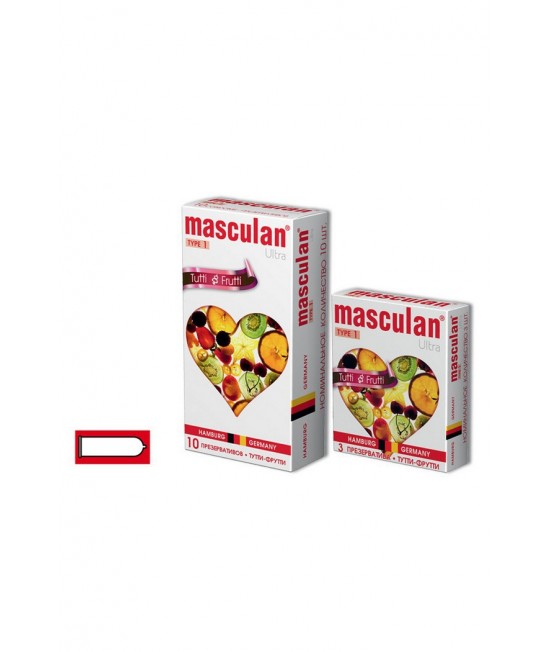 Презервативы Masculan Ultra 1, 3 шт. Тутти-Фрутти (Tutti-Frutti) 