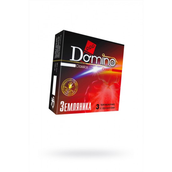 ПРЕЗЕРВАТИВЫ LUXE DOMINO CLASSICS ЗЕМЛЯНИКА, 18 СМ., 3 ШТ. В УПАКОВКЕ