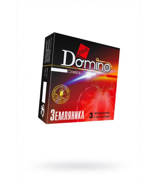 ПРЕЗЕРВАТИВЫ LUXE DOMINO CLASSICS ЗЕМЛЯНИКА, 18 СМ., 3 ШТ. В УПАКОВКЕ