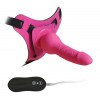Страпон с вибрацией розовый Harness Silicone Dildo