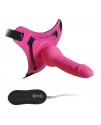 Страпон с вибрацией розовый Harness Silicone Dildo