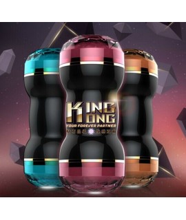 Двухсторонний мужской мастурбатор "King Kong" Baby blue анал, рот Burgundy и вагина Golden (в ассортименте )