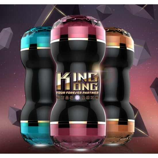 Двухсторонний мужской мастурбатор "King Kong" Baby blue анал, рот Burgundy и вагина Golden (в ассортименте )