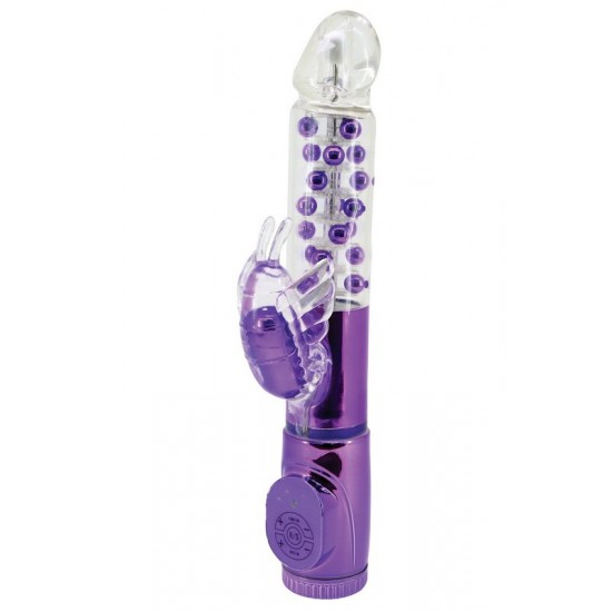 Вибратор с клиторальным стимулятором в виде бабочки, 7 режимолв вибрации, фиолетовый