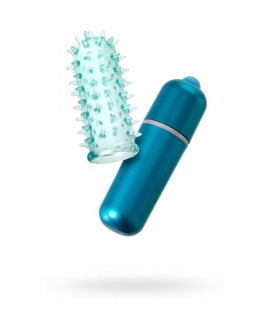 МИНИВИБРАТОР С НАСАДКОЙ SEVEN CREATIONS, TPE+ABS ПЛАСТИК, БИРЮЗОВЫЙ, 5,7 СМ.