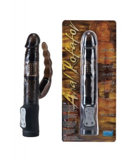 Вибратор с анальным стимул. черный 15 см