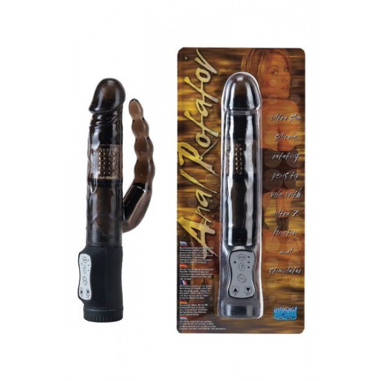 Вибратор с анальным стимул. черный 15 см