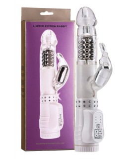 Вибратор с клиторальным стимулятором прозрачный .17,5 см