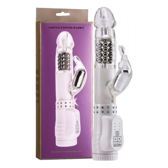 Вибратор с клиторальным стимулятором прозрачный .17,5 см