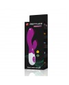 Фиолетовый вибратор Pretty Love Brighty с клиторальным отростком - 20 см. 