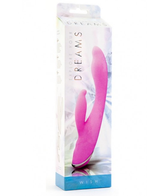 Вибратор с клиторальным стимулятором Wish, 7 режимов вибрации, розовый