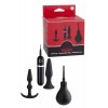 Набор анальных пробок черный + помпа+ пульт управления (8,9 см.+12,7 см.)