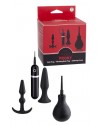 Набор анальных пробок черный + помпа+ пульт управления (8,9 см.+12,7 см.)