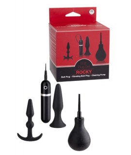 Набор анальных пробок черный + помпа+ пульт управления (8,9 см.+12,7 см.)
